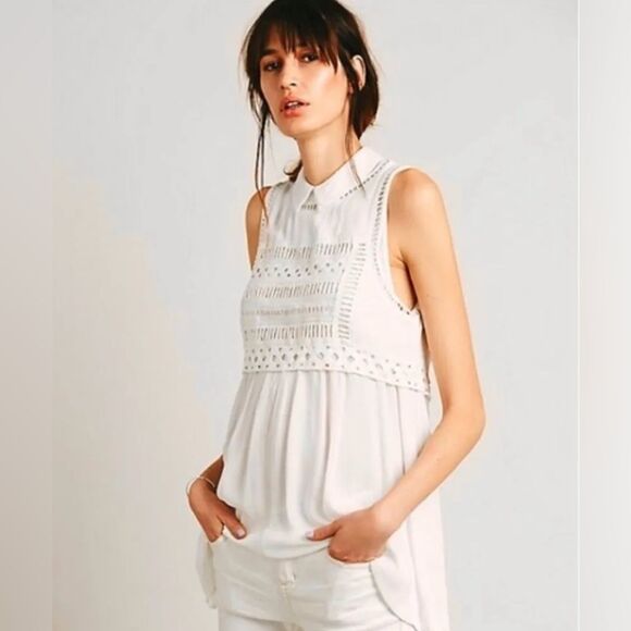 Free People Twice As Nice Bohemian Gauze Emblazoned Tunic Top Women’s S - Picture 2 of 6